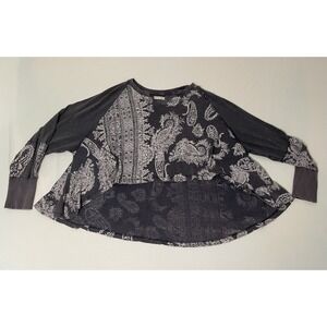 Free People True Perfection Tee Gray‎ Blue Combo Sz Small We The Free OB140335